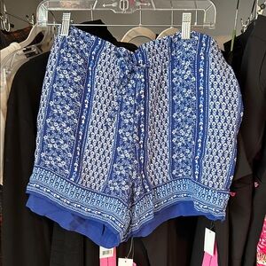 LOFT Blue and White Patterned Shorts